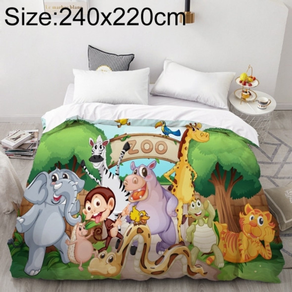 3D Cartoon Bedding Sheets Animal Duvet Cover Set Quilt Blanket Cover Set, Size:240x220cm(07)
