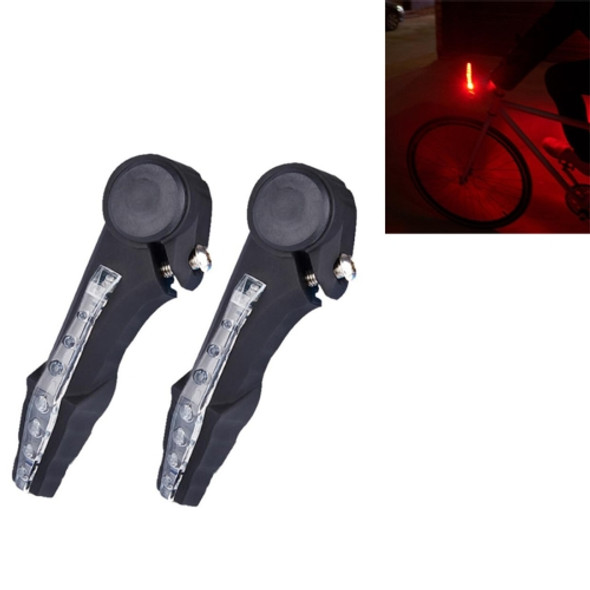 2 PCS Bicycle Horn Vice Handlebar Turn Signal Mountain Biker Handlebar Lamp Riding Accessories(Black Red Light)