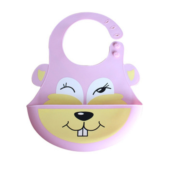 5 PCS Waterproof Baby Bib Children Silicone Feeding Bag, Colour:Pink Rabbit