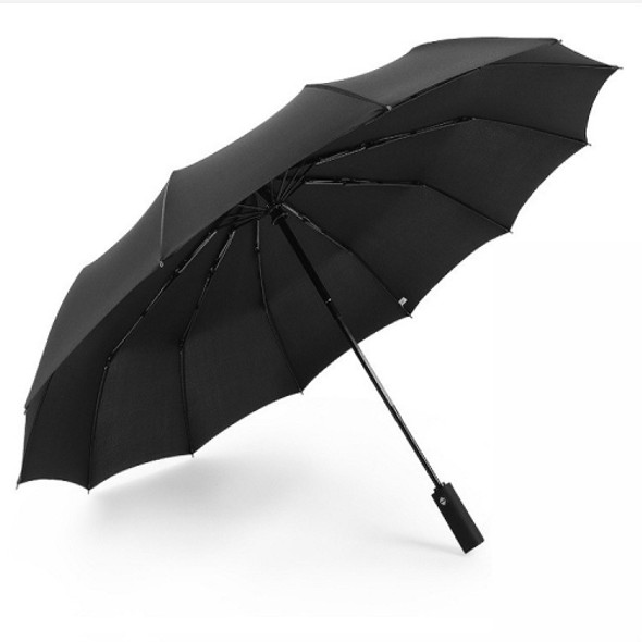 Extra Large Reinforced 12 Bone Automatic Double Folding Rain And Sunny Dual-use Umbrella Personality And Creativity(Black)