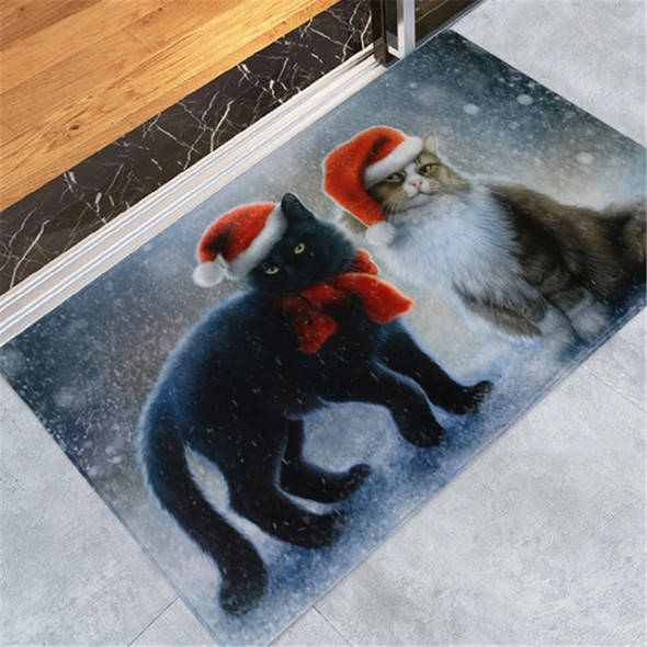 Christmas Pattern Household Non-slip Floor Mats for Home Decoration, Size:40x120cm(Christmas Cat)
