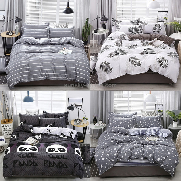 4 PCS/Set Bedding Set Happy Family Pattern Duvet Cover Flat Sheet Pillowcase Set, Size:1.2M(Maple Leaf)