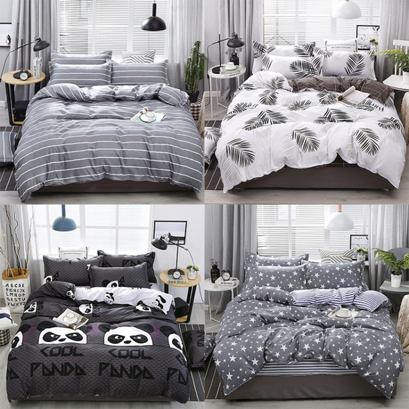 4 PCS/Set Bedding Set Happy Family Pattern Duvet Cover Flat Sheet Pillowcase Set, Size:1.5M(Foretime)