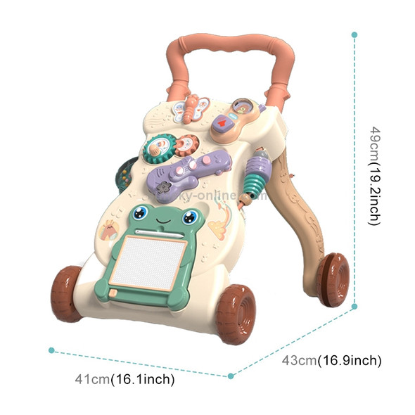 Children Hand Push Educational Toy Baby Anti-rollover and Anti-O-type Walker, Style:Increased Version(Beige)