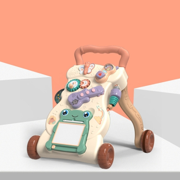 Children Hand Push Educational Toy Baby Anti-rollover and Anti-O-type Walker, Style:Standard Edition(Beige)