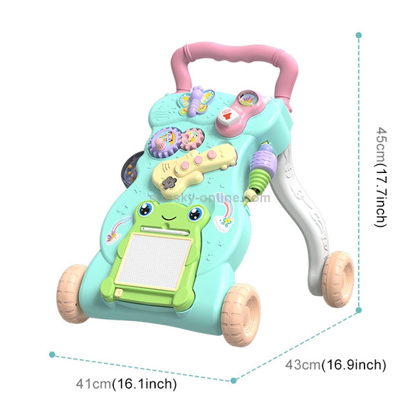 Children Hand Push Educational Toy Baby Anti-rollover and Anti-O-type Walker, Style:Standard Edition(Green )