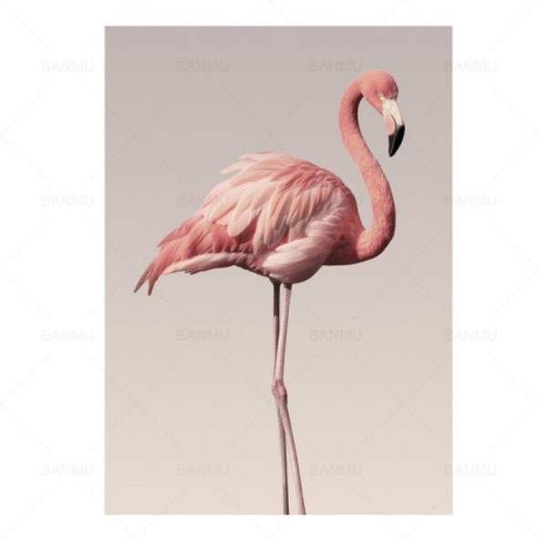 B283 Canvas Painting Modern Wall Art Poster Home Decoration with Frame, Size:39x52cm(Flamingo)