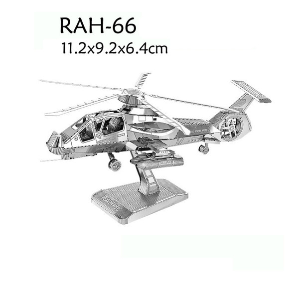 3 PCS 3D Metal Assembly Model DIY Puzzle, Style: RAH-66 Helicopter