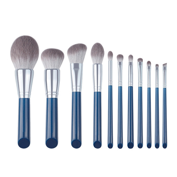 11 in 1 Makeup Brush Set Beauty Tool Brush for Beginners, Exterior color: 11 Makeup Brushes + Gray Bag