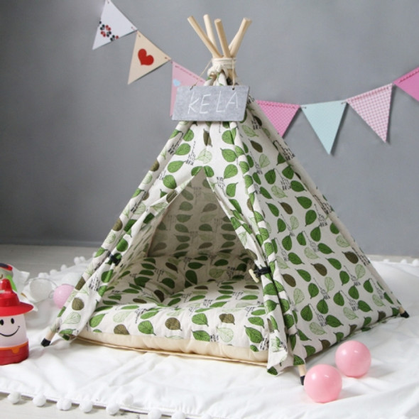 Pet Tent Lime Leaf Kennel Pet Bed, Specification: Small 40×40×50cm(Green Leaves with Cushion)