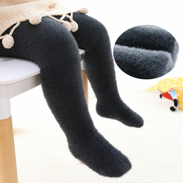 Children Pantyhose Baby Leggings Imitation Mink Fleece Plus Fleece Jumpsuit, Size:L(Dark Grey)