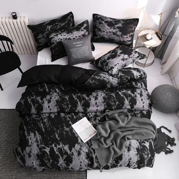 Luxury Bedding Black Marble Pattern Set Sanded Printed Quilt Cover Pillowcase, Size:220x240 cm(Marble - Black)