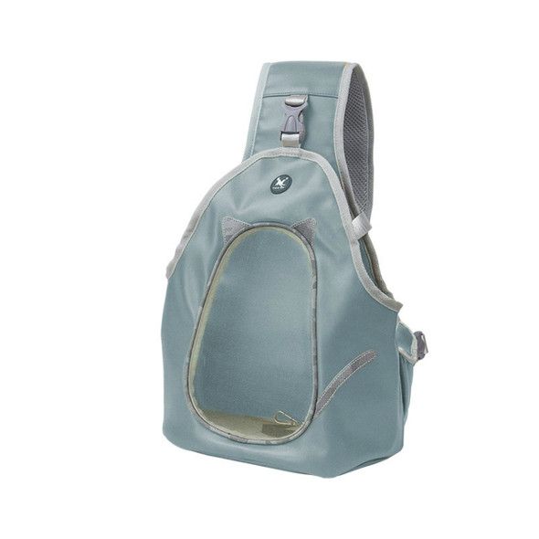 TAILUP Pets Carry Out Shoulder Bag Convenient Foldable Leather Chest Bag, Specification: M(Gray Blue)