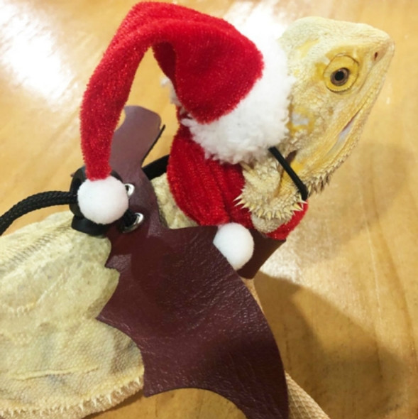 Lizard Crawling Pet Out Christmas Dress Up, Specification: Hat+Scarf+Traction Rope
