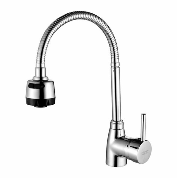 Kitchen Faucet Anti-splash Head Wash Basin Sink Universal Rotatable Faucet Full Copper Joint, Style:304 Cold Water