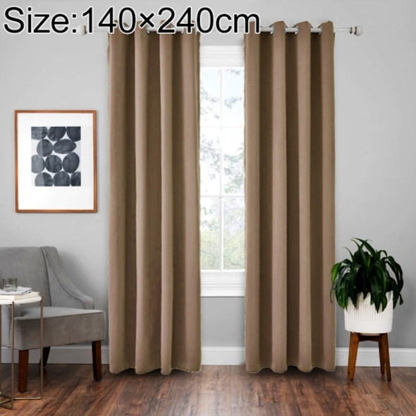 High-precision Curtain Shade Cloth Insulation Solid Curtain, Size: 140×240(Khaki)