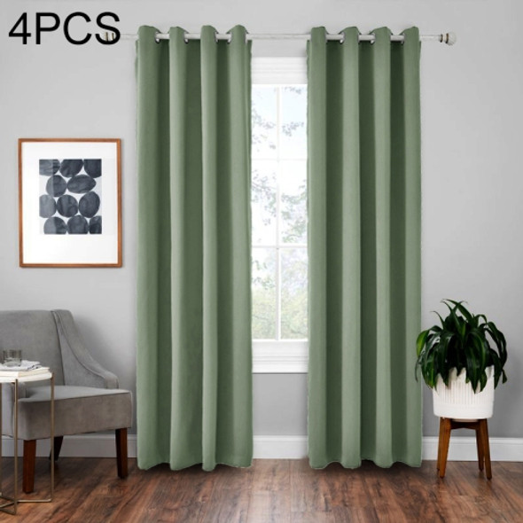 4 PCS High-precision Curtain Shade Cloth Insulation Solid Curtain, Size:140×175(Green)
