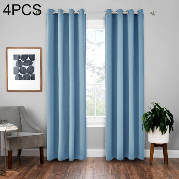 4 PCS High-precision Curtain Shade Cloth Insulation Solid Curtain, Size:140×175( Blue)