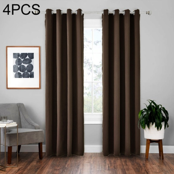 4 PCS High-precision Curtain Shade Cloth Insulation Solid Curtain, Size:140×175(Dark Coffee)