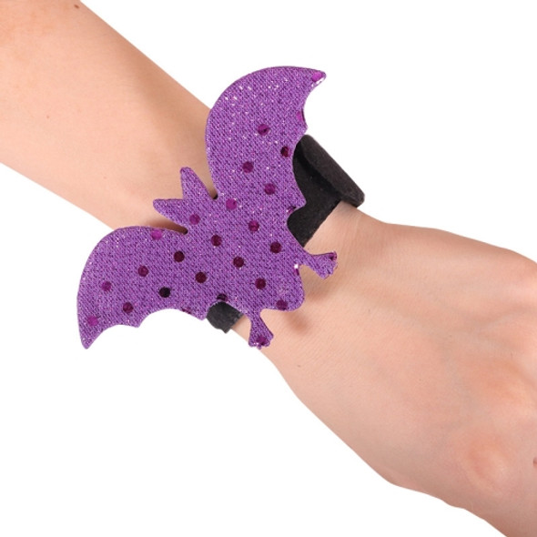 25 PCS Halloween Pop Ring Bracelet Ghost Festival Gift Party Decorations(Purple Bat )
