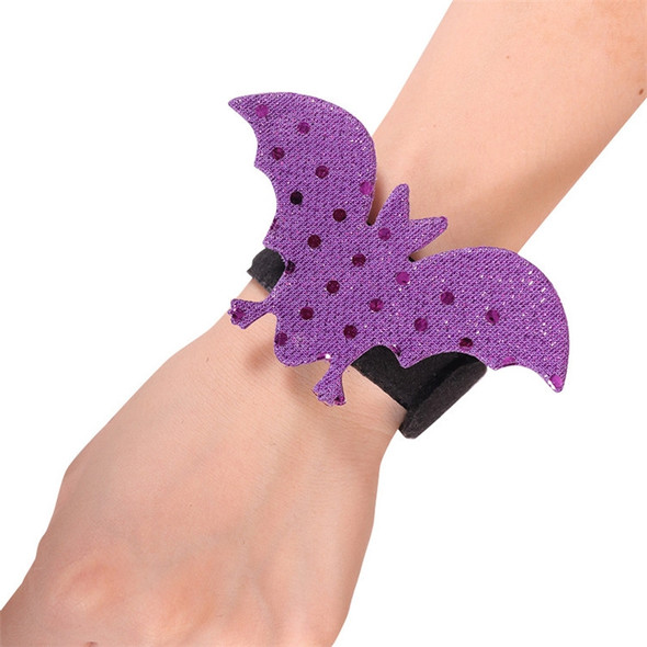 25 PCS Halloween Pop Ring Bracelet Ghost Festival Gift Party Decorations(Purple Bat )