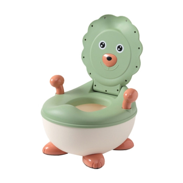 Children Spacious Backrest Thickened Non-slip Toilet Cute Cartoon Baby Training Toilet, Style:Hard Pad(Green)