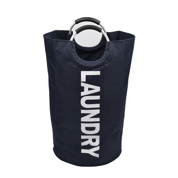 Portable Waterproof Hamper Dirty Clothes Large Collapsible Washing Laundry Basket Bag(Navy Blue)