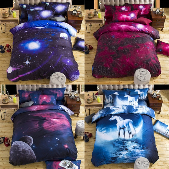 Bedding Sets Universe Outer Space Themed Bed Linen 3D Galaxy Duvet Cover, Size:150x210 (4pcs)(xk001)