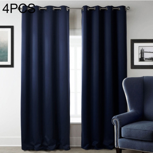 4 PCS High-precision Curtain Shade Cloth Insulation Solid Curtain, Size:52×63 Inch（132×160CM）(Dark Blue)