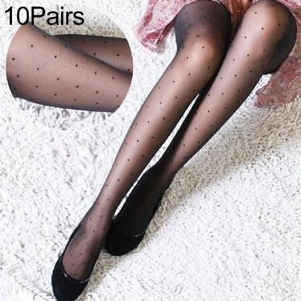 10 Pairs Women Tights Classic Silk Stockings Thin Lady Pantyhose(Small Dot)