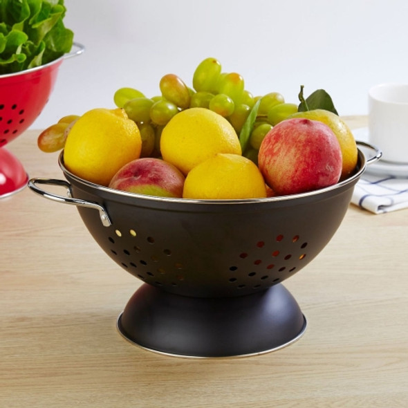 Stainless Steel Round Double Ear Fruit Plate Tray(Black)