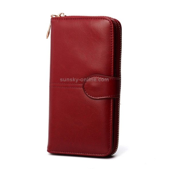 3 PCS  Multifunction Zipper Women Leather Wallet Long Trifold Coin Purse Card Holder Clutch(Red Wine)