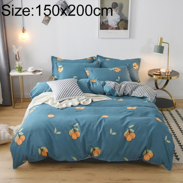 Simple Cotton Grinding Bed Four-Piece Duvet Cover Sheet Pillowcase, Size:150x200cm(Fruit Language)