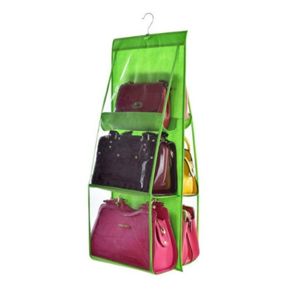 2 PCS Portable Home Multi-layer Transparent Mesh Bag Hanging Storage Bag(green)