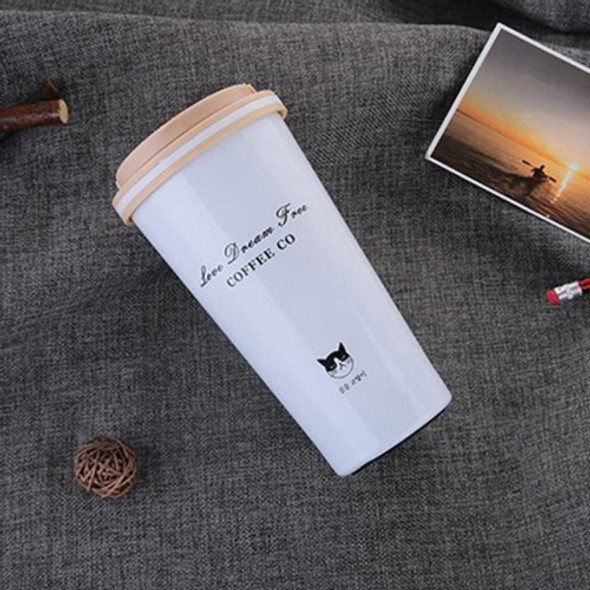 500ML Portable Stainless Steel Creative Gift Coffee Cup Office Vacuum Thermos Mug(White)