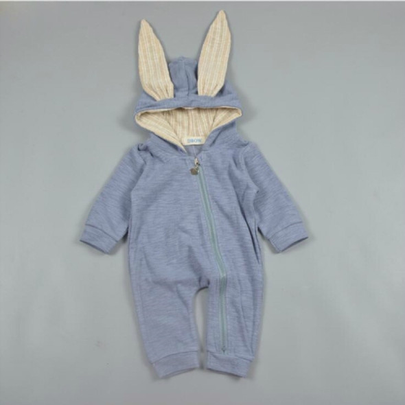 Spring and Autumn Babies Big Rabbit Ear Zipper Bodysuit, Size:59CM(Blue)