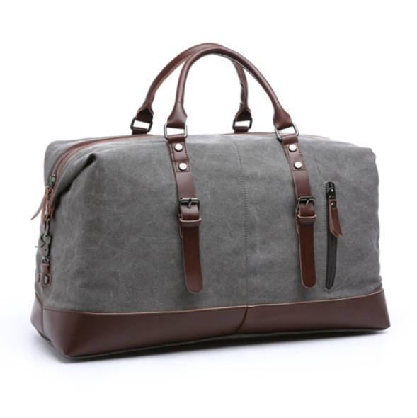 Canvas Leather Men Travel Bags Carry on Luggage Bags Men Duffel Bags Handbag Travel(Gray)