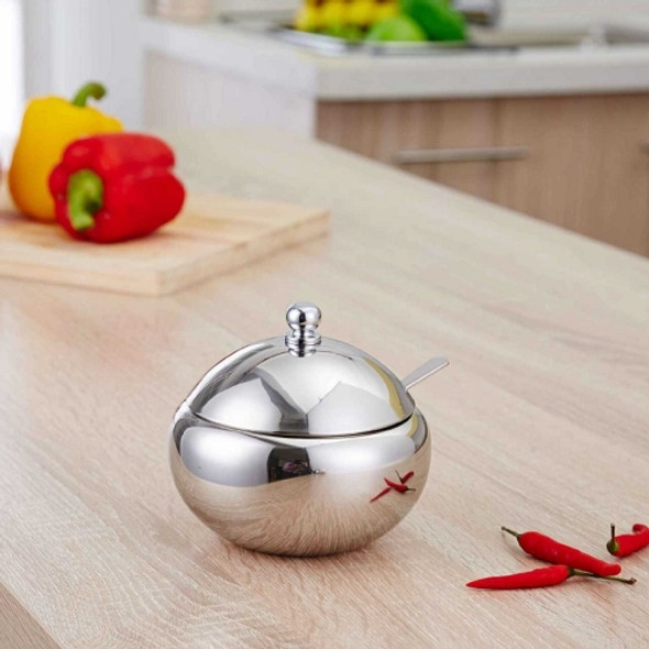 Stainless Steel Round Seasoning Jar With Spoon, Specification: Small