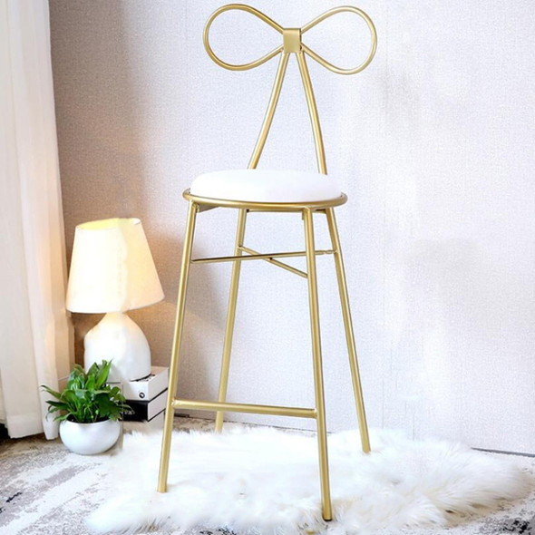 Fashion Nordic Bar Leisure Stool Modern Dining Party Seat with Bow Shape Backrest Chair(White Seat high 75cm)