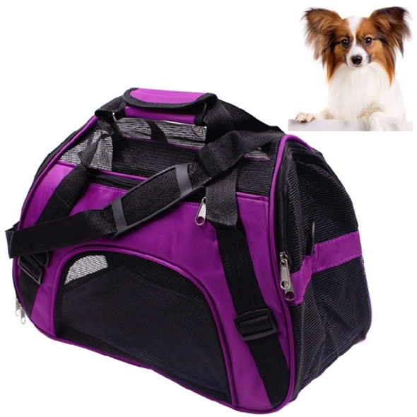 Portable Pet Backpack Dog Go Out Messenger Folding Bag Pet Supplies, Specification: Small(Purple)