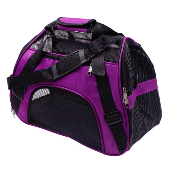 Portable Pet Backpack Dog Go Out Messenger Folding Bag Pet Supplies, Specification: Large(Purple)