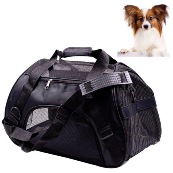 Portable Pet Backpack Dog Go Out Messenger Folding Bag Pet Supplies, Specification: Medium(Black)