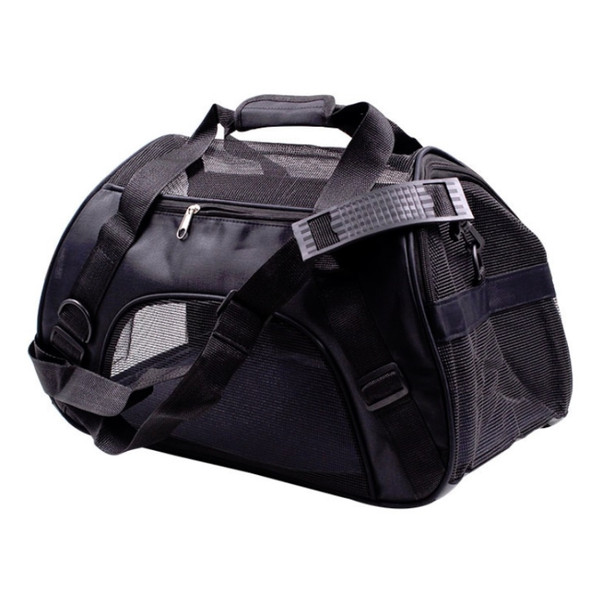 Portable Pet Backpack Dog Go Out Messenger Folding Bag Pet Supplies, Specification: Medium(Black)