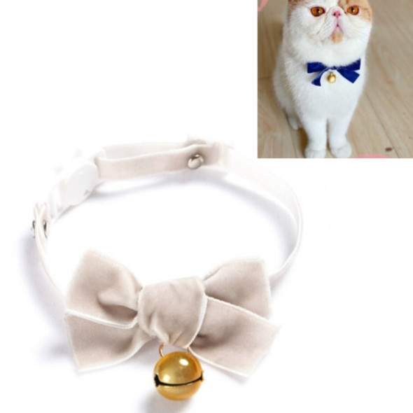 5 PCS Velvet Bowknot Adjustable Pet Collar Cat Dog Rabbit Bow Tie Accessories, Size:S 17-30cm, Style:Bowknot With Bell(Gray)
