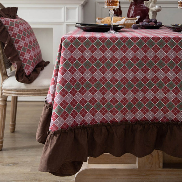 Hotel Home Dining Table Retro Cotton Tablecloth, Size: 140x140cm(Lotus Leaf)