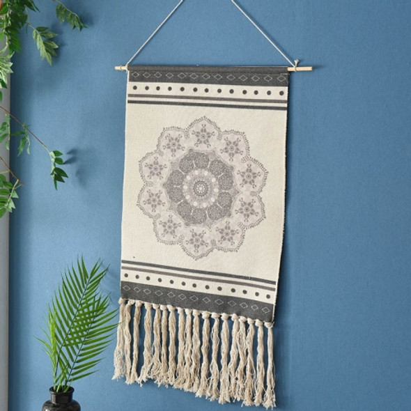 GT001 Printed Tapestry Cotton Thread Woven Tassel Wall Hanging Decoration, Size: 50x70cm(Peanut Grey)