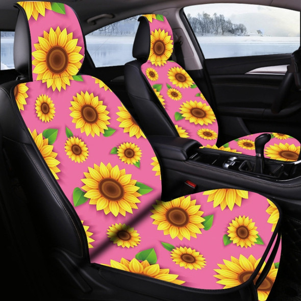 Car Seat Cover Car Cushion Car Seat Sunflower Printing, Product specifications: No Heating(Green Leaf on Pink)
