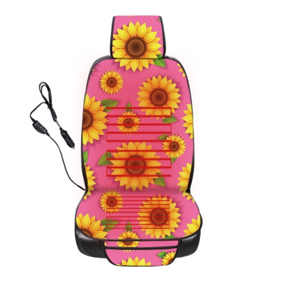 Car Seat Cover Car Cushion Car Seat Sunflower Printing, Product specifications: Heating(Green Leaf on Pink)