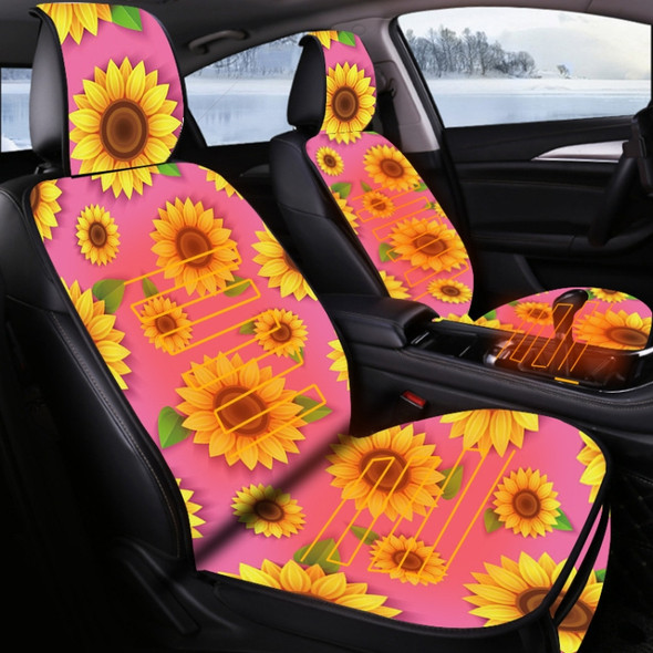 Car Seat Cover Car Cushion Car Seat Sunflower Printing, Product specifications: Heating(Green Leaf on Pink)