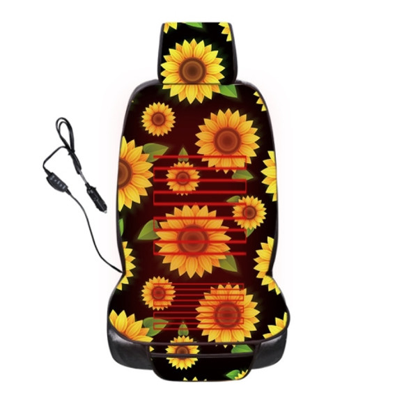 Car Seat Cover Car Cushion Car Seat Sunflower Printing, Product specifications: Heating(Green Leaves on Black)